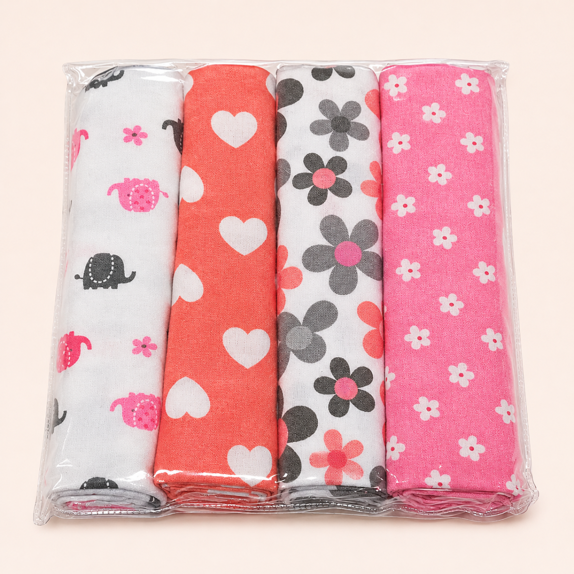 Pack 4 Mantas De Franela Para Bebé Tutos Estampados para Niña