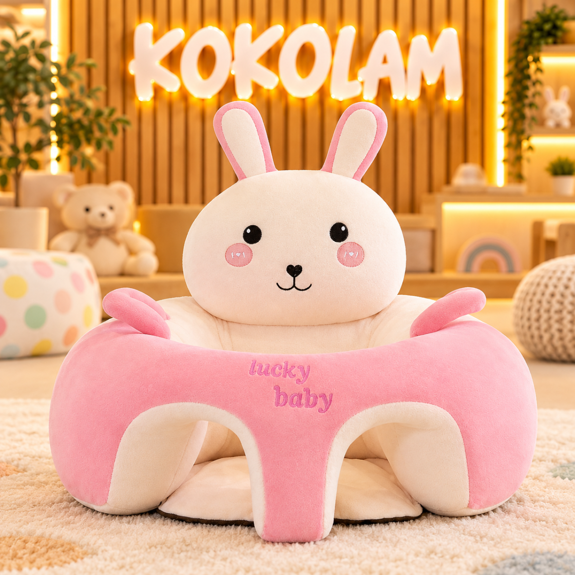 Cojín de Apoyo para Bebé Conejito Rosa